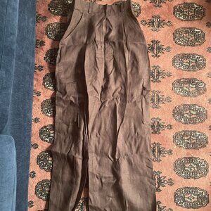 Black Ficus Wide-leg linen pants Alba (BROWN) Size Medium